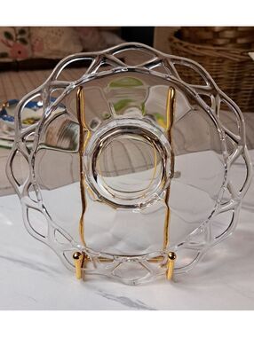 Vintage Imperial Glass Crocheted Crystal Lace-Edge Clear Luncheon Plate 7.5"